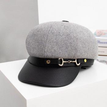 Boina Cuero PU Gorro Visera