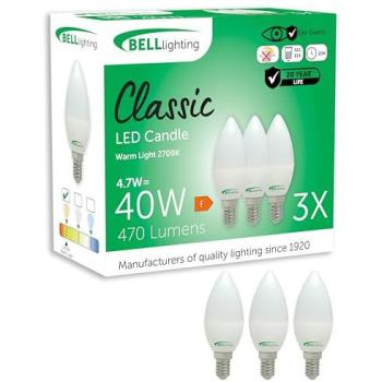 Cozy Glow Candles LED, E14 4.7 W, Warm White 470 lm – Bundle of 3