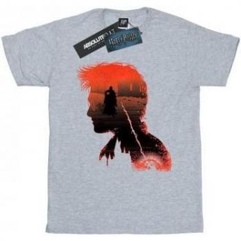 Top de manga corta estilo boyfriend con ilustración de la Batalha de Harry Potter, tejido suave, talla M
