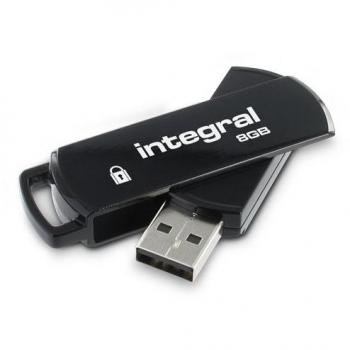 Integral 8 GB USB‑Stick Secure AES‑256 – INFD8GB360SECY2, Schwarz