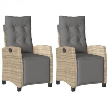 Cadeira Duo Vida XL Jardim Reclina, Bege, Apoio de Pés