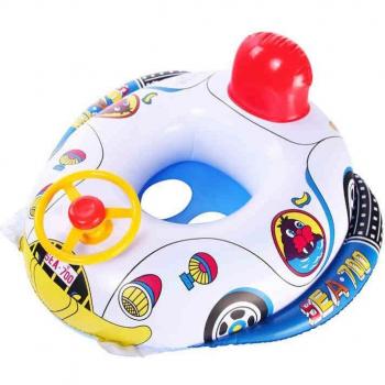 Cute Baby Pool Float Ring in Car Shape with Wheel Horn BHD2