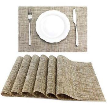 WUJO Heat‑Resistant Yellow Kitchen Placemats (45x30 cm)