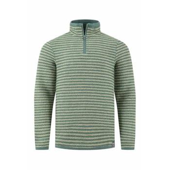 Dark Olive Macaroni Stripe Pull‑Over – ¼ Zip by Weird Fish (Size S)