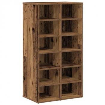 VidaXL 12-Shelf Shoe Rack Old Wood 54x34x100.5 cm Engineered Wood