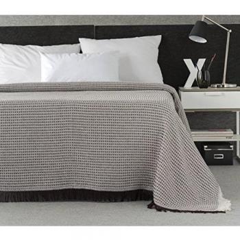 Plaid Nido in Cotone 170 x 260 cm con Frange Marrone