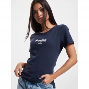 Camiseta Azul con Logo Esencial Tommy Hilfiger Mujer