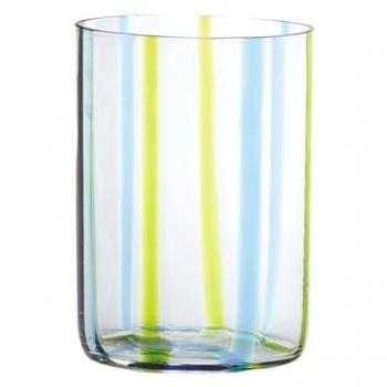 Vaso Tirrache Azul en borosilicato con diseño verde-aguamarina – caja de seis piezas