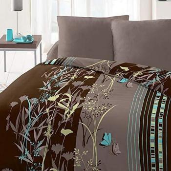 Housse de couette et taies d'oreiller en Microfibre, Chocolat, Taille 220x240 cm, Marque Philosophie