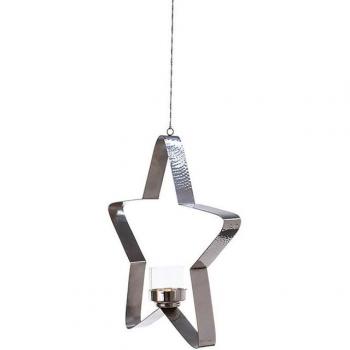 Teelichtglas FINK STACEY – 30 cm, silber, Kerzenhalter in Sternenform – Herbst
