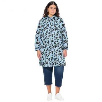 Damen Longbluse in Übergröße, Ulla Popken, Hemdkragen, blau