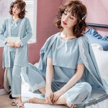 Breastfeeding Comfort Cotton Lingerie Set – Spring and Autumn Pregnant Pajamas
