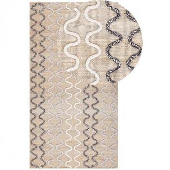 Jute Area Rug 80 x 150 cm Beige with Geometric Design