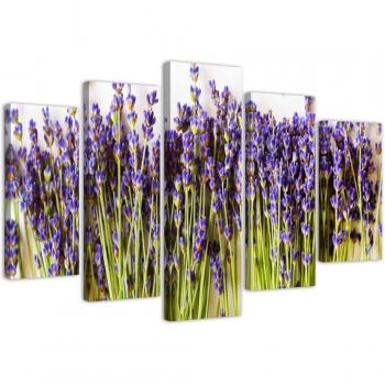 Art sur Toile Lavande en Cinq Parties 100x70