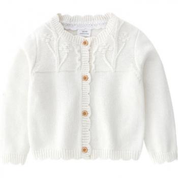 BEKE suéter de punto liso para niña, cárdigan 100% algodón con cuello de flores, ropa infantil