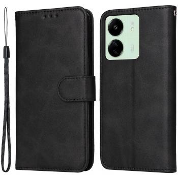 Carcasa de Cuero Negro para Xiaomi Redmi 13C 4G