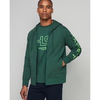 Felpa Hackett con Zip Verde / Grigio XL