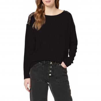 VERO MODA Damen VMMALENA LS LACE TOP GA VO Langarmshirt, Schwarz (Black Black), 44 (Herstellergröße: XXL)