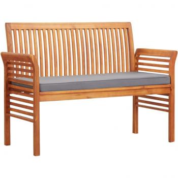 VidaXL Acacia Wood 2-Seater Garden Bench with Cushion, 120 cm