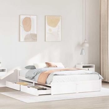 Cama de pino blanca 150x200 cm – modelo Torana