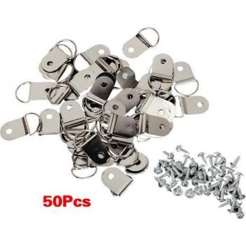 50 Medium D-Ring Picture Frame Strap Hangers with Screws