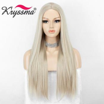 Platinum Blonde Long Straight Lace Front Wig