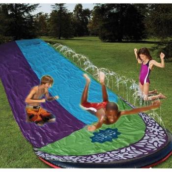 Double Water Slide Inflatable Play Mat for Kids