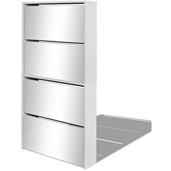 VidaXL 4-Layer Shoe Cabinet with Mirror White 63x17x134 cm