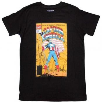 Unisex Superheld: Captain America 50. Jubiläums-T-Shirt in Schwarz
