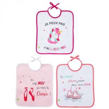 Trio de bavoirs Danse/Patin/Poney pour Fille – Baby Calin