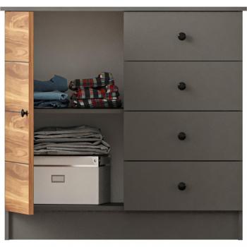 1-Door Milano Sideboard in Black with 4 Drawers