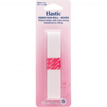 Hemline Non-Roll Ribbed Elastic 20mm