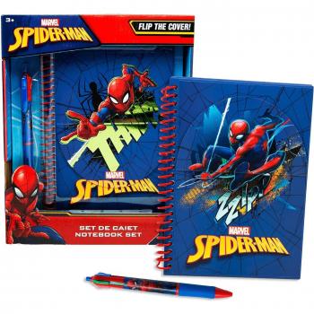 Spiderman Notitieboek met 6 kleuren schrijfgerei