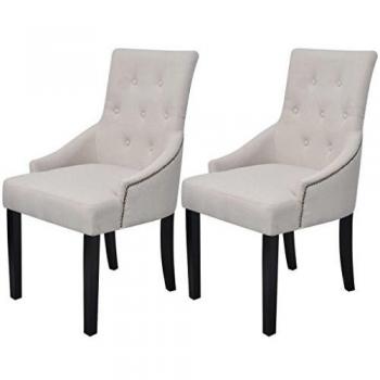 2 Cream Grey Fabric Dining Chairs