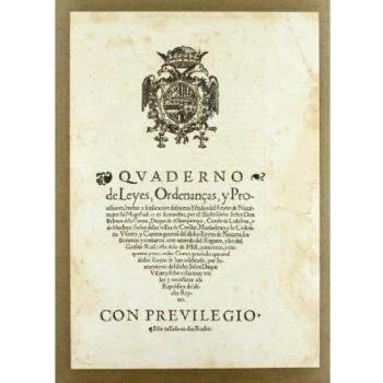 Quaderno de leyes, ordenanças y provisiones, hechas a suplicación de los tres estados del reyno de navarra, por su magestad o en su nombre. Impreso en 1553