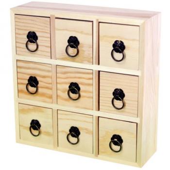 Boîte en bois 9 compartiments 22 x 22,5 x 7 cm à décorer