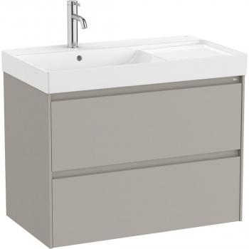 Roca Pack Unik Meuble 2 tiroirs + lavabo – Gris sablé, position gauche