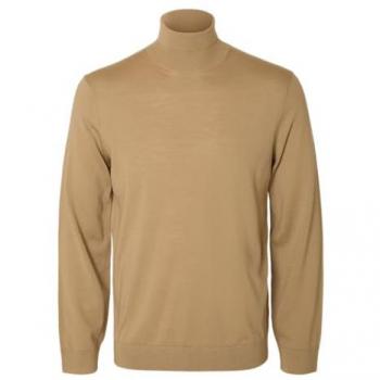 Pull mérinos couleur beige, col roulé, taille L