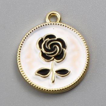 DIY Women's Rose Pendant Earrings in Black/White & Gold