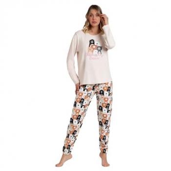 Pijama largo beige para mujer Admas