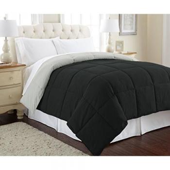 Black/Silver Reversible Down Alternative Comforter, Queen Size