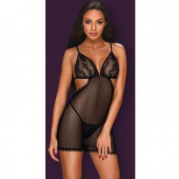 Nuisette en résille transparente avec string