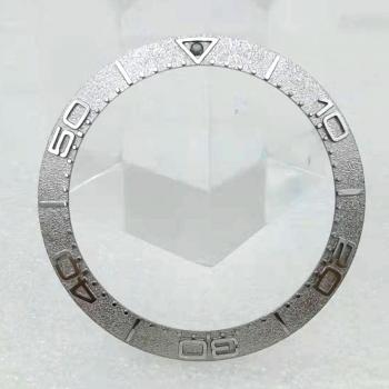 Conjunto de piezas de reloj con bisel, acero inoxidable, 38mm, plateado/gris