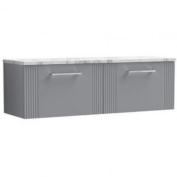 Grey 2-Drawer Wall-Mounted Vanity with Marble Laminate Surface – 1200 mm