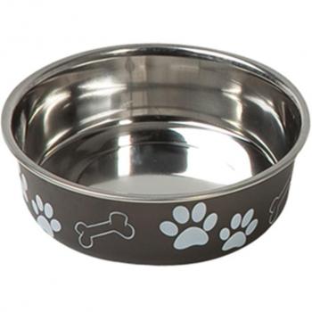 Dieren Eetbak Zwart met Pootafdrukken 17cm 800ml