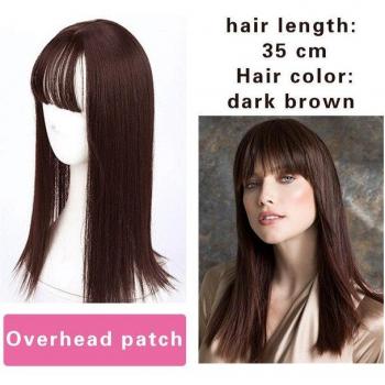 Faux cheveux toupet lisse 14 pouces noir-brun avec pince