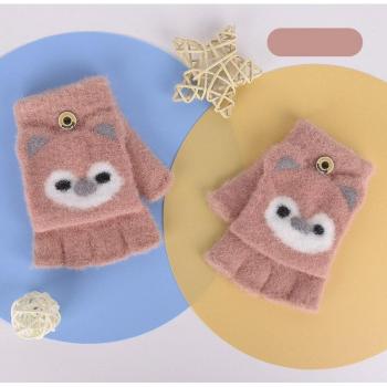 Cartoon Design Kids Fingerless Mittens