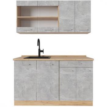 Cuisine R-Line 140 cm sans PT – Béton / Force D'Or Chêne (Vicco)