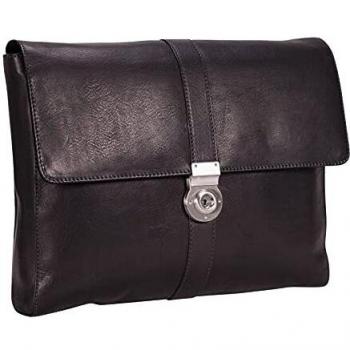 Bergamo Black Leather Laptop Briefcase 37cm by Leonhard Heyden