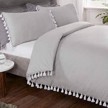 Rapport Grey Tassel Queen Duvet Cover